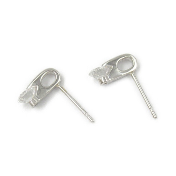 LuxUness Platinum Diamond Earrings Jewelry Natural Material Earrings - Picture 3 of 7